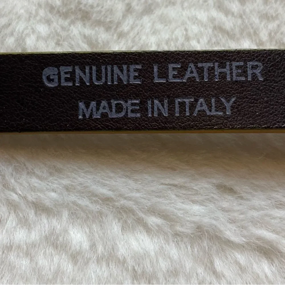 Fabio Corti Brown Leather and Silver Chain Belt Made in Italy Size Small